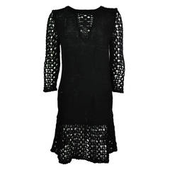 Chanel 2014 Resort Black Open-knit Cotton Dress FR36 New