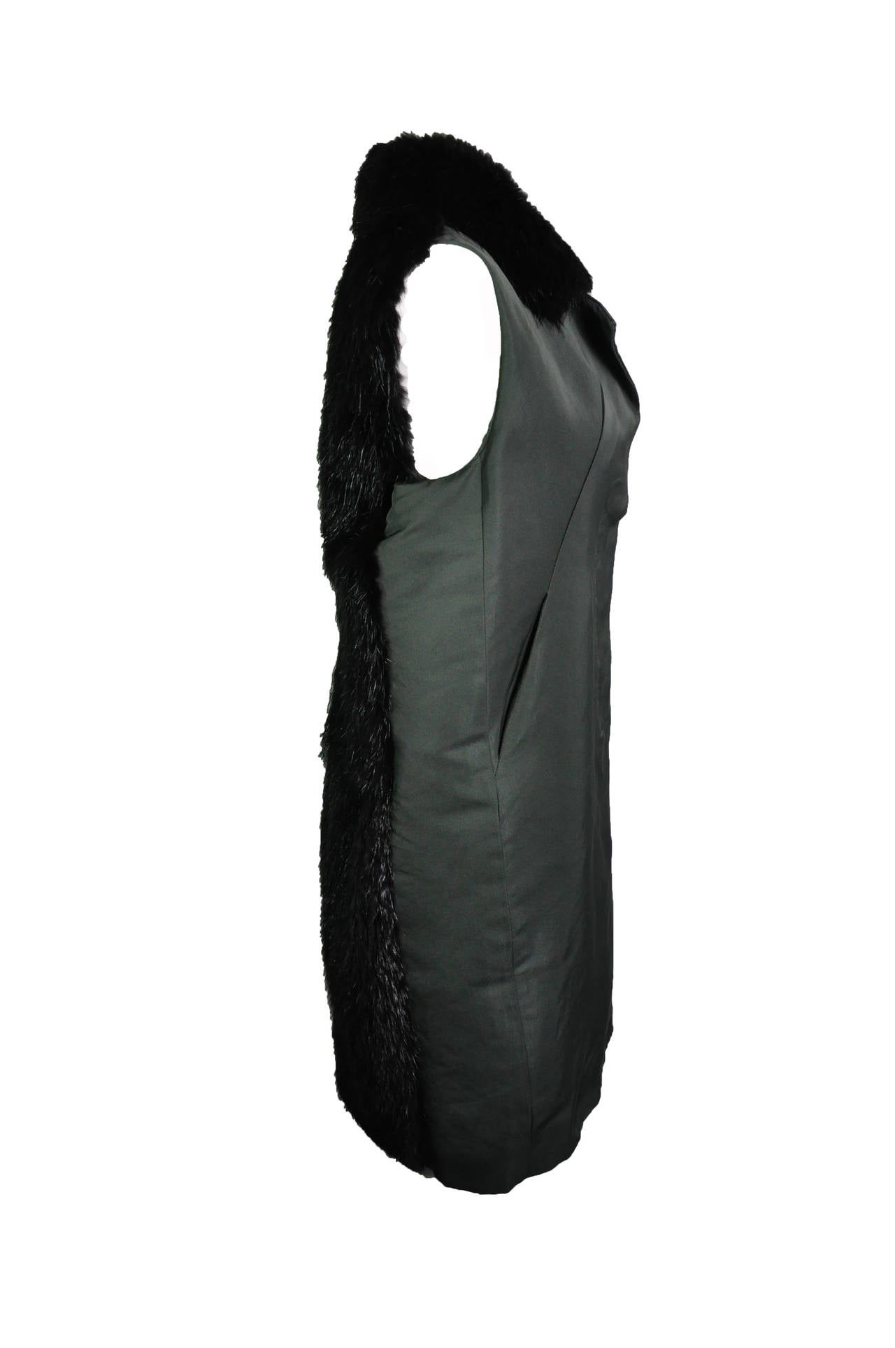 Marni Beaver Cotton Sleeveless Long Vest Coat In Excellent Condition In Hong Kong, Hong Kong