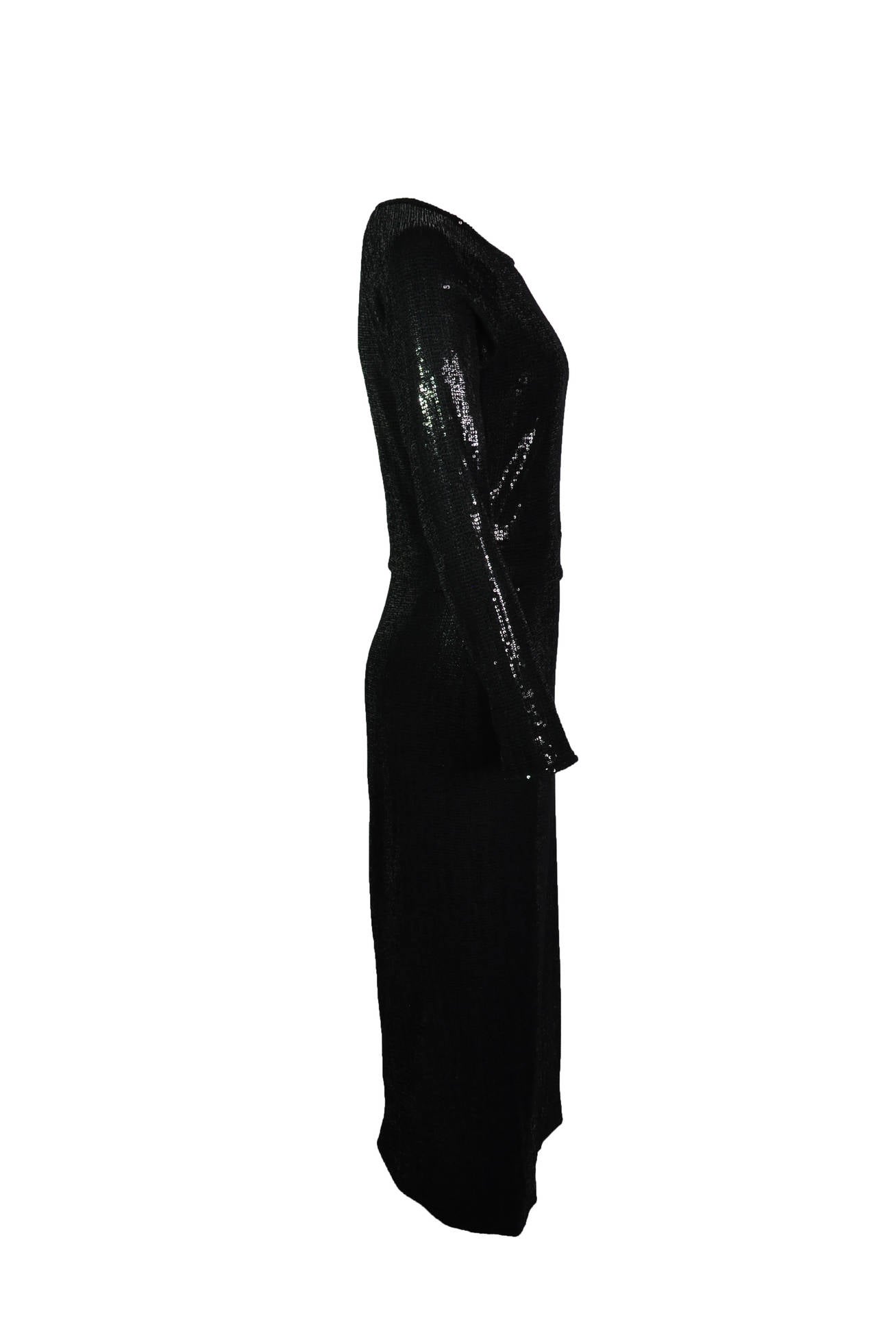 Giorgio Armani  Black Fully Sequined Evening Dress In Excellent Condition For Sale In Hong Kong, Hong Kong