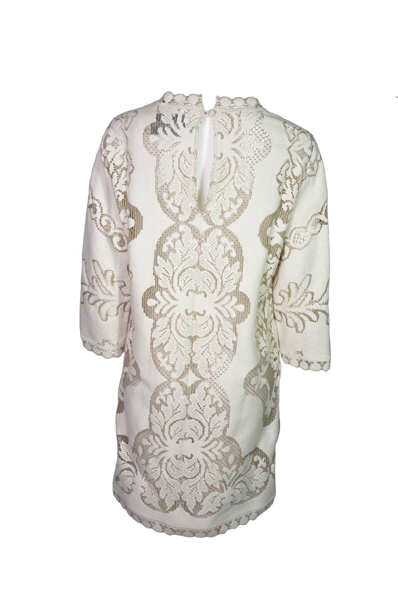 Valentino Cream Guipure Lace Cotton Dress In New Condition In Hong Kong, Hong Kong