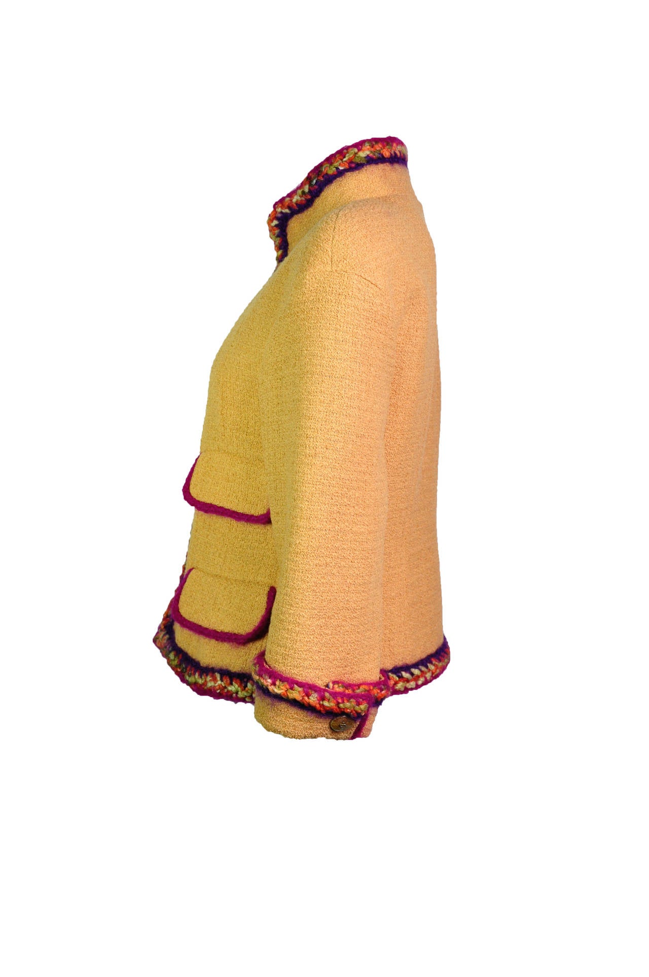 Chanel Camel Wool Tweed Jacket 2014 F/W Collection FR38 New