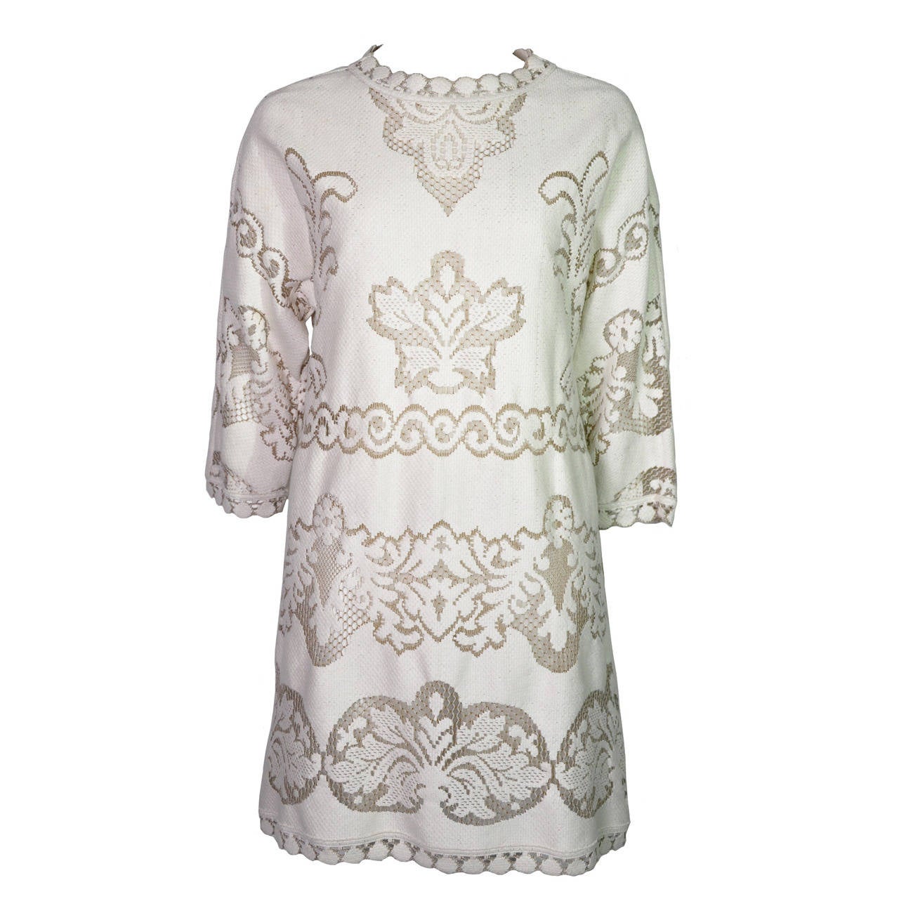 Valentino Cream Guipure Lace Cotton Dress