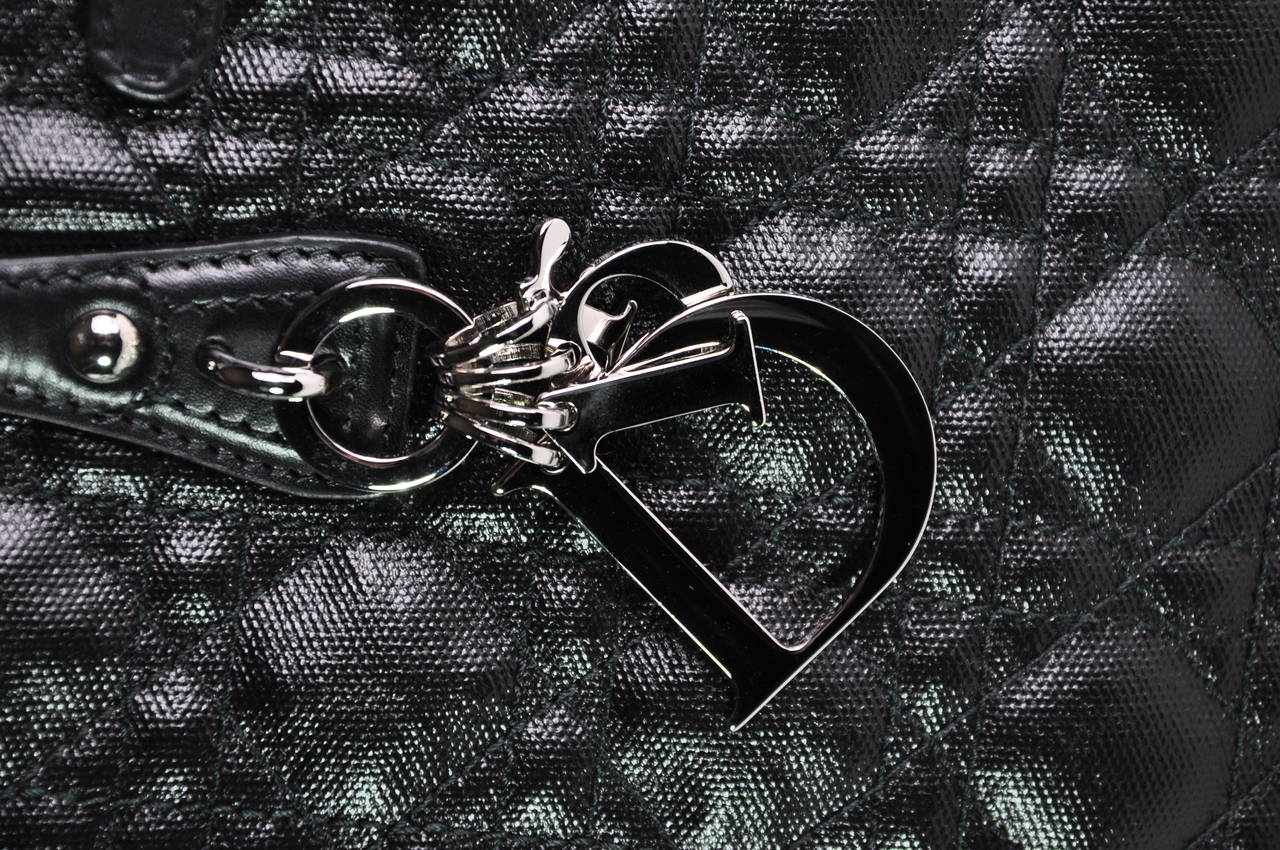 Christian Dior Black Textured Canvas Panarea Tote Bag 1