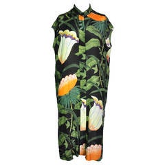 Hermes Botanical Print Sleeveless Over-sized Silk Dress