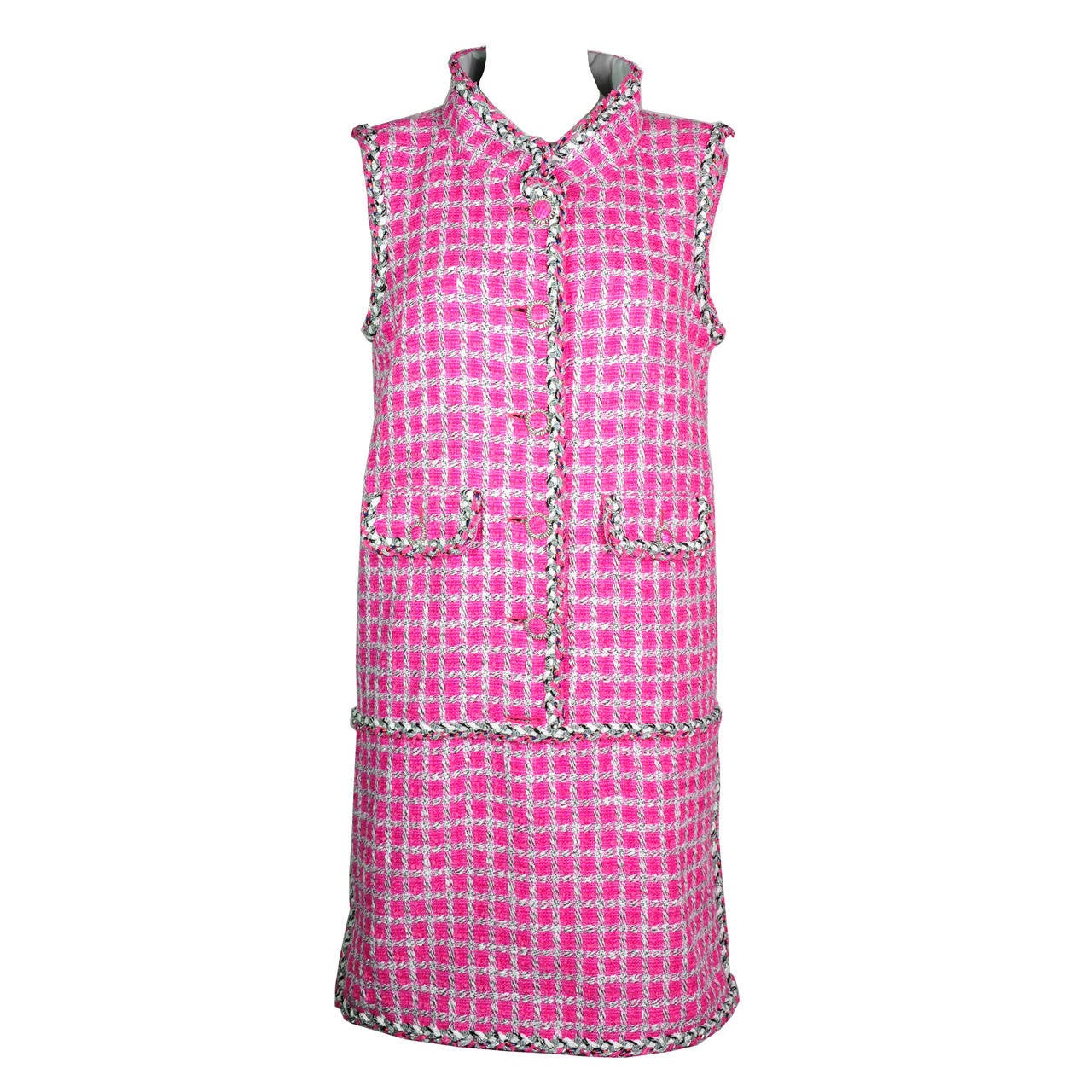 Chanel 2014 SS Runway Multi-color Tweed Sleeveless Dress FR40 at 1stdibs