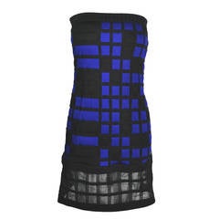 Chanel Bi-Color Textured Cotton Strapless Knit Dress FR36