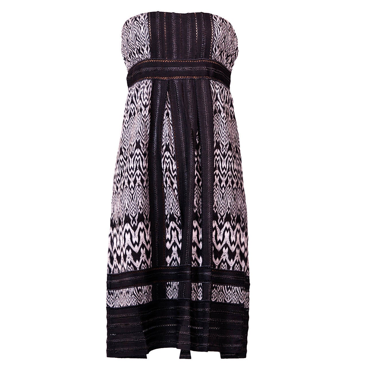 Missoni Black and White Crochet Knit Strapless Dress