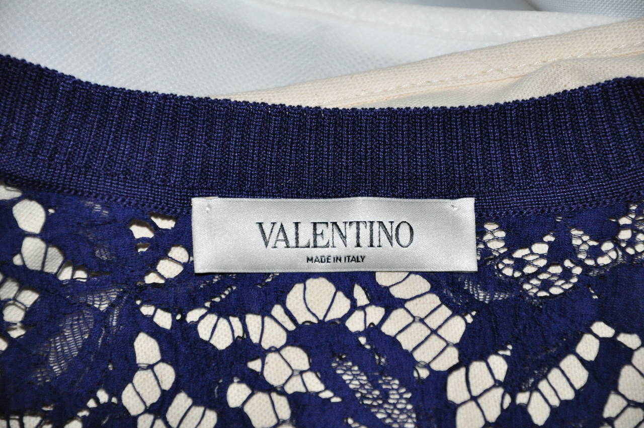 Valentino Navy Cotton Lace Cardigan 1