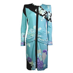 Leonard Multi-color Floral Print Silk Jersey Dress 11