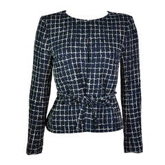 Chanel 2014 S/S Navy Cotton Tweed Jacket FR38