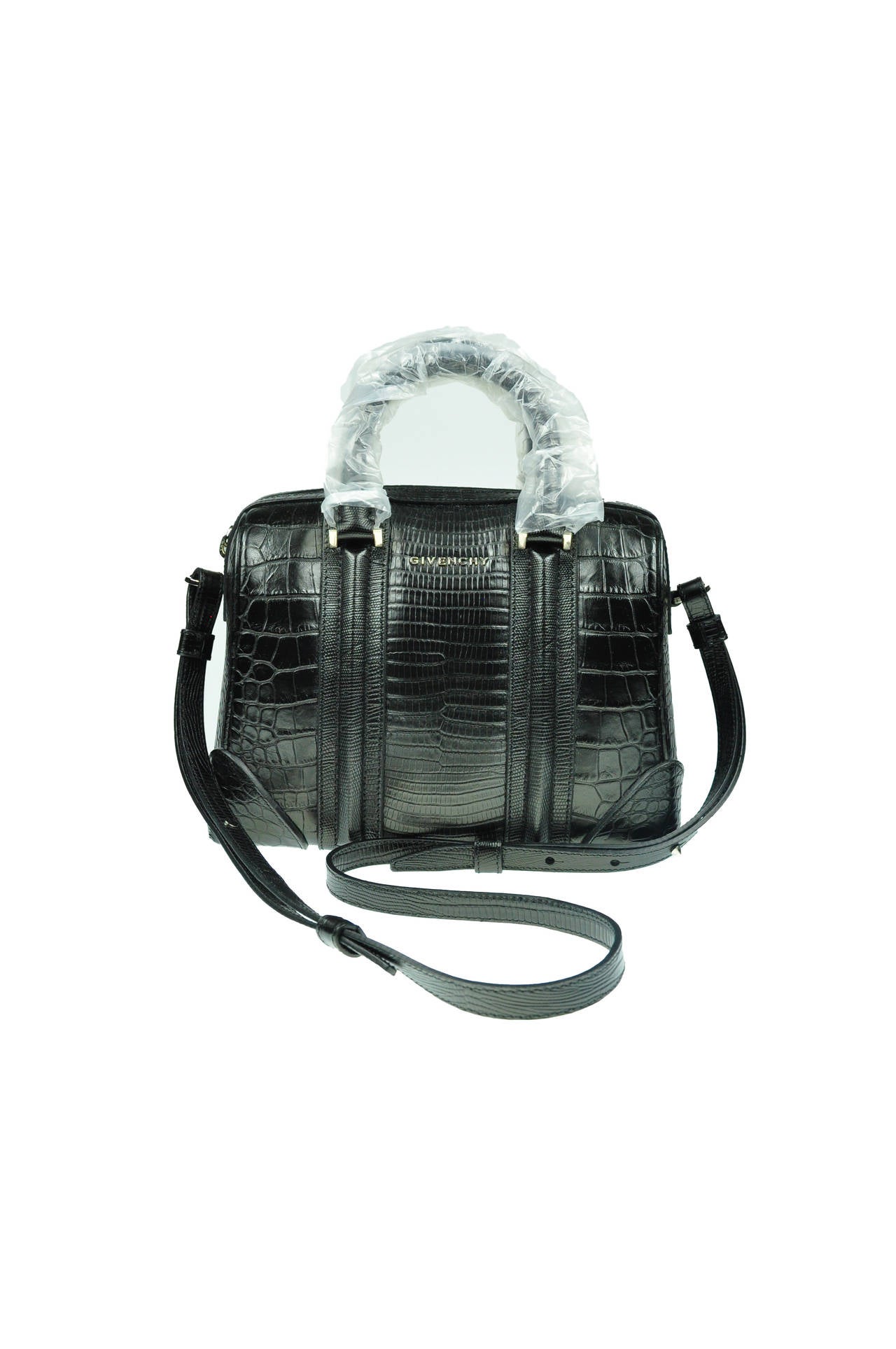 Givenchy Lucrezia Black Crocodile Embossed Mini Bag In New Condition In Hong Kong, Hong Kong