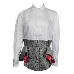 Antonio Berardi White Blouse With Boucle Peplum