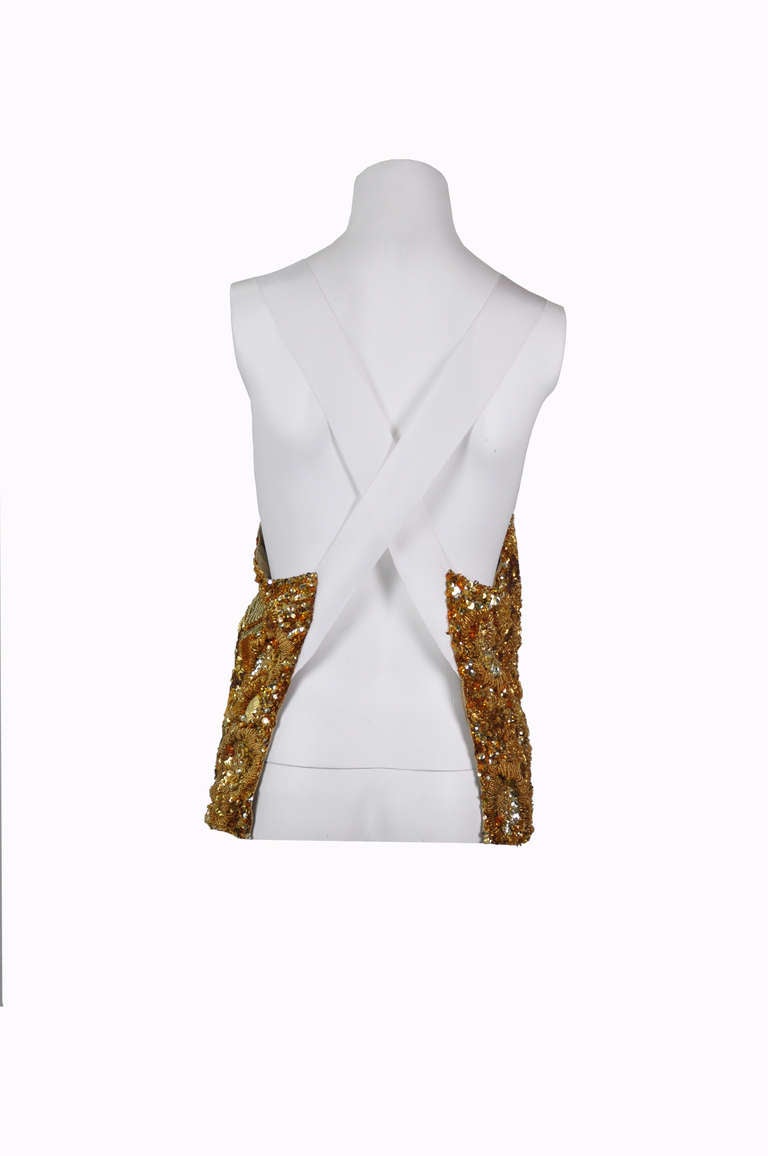 Dries Van Noten Gold Embellished Handmade Top In New Condition For Sale In Hong Kong, Hong Kong