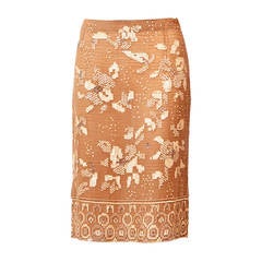 Valentino 90's Beige and Ivory Sequin with Crystals Skirt