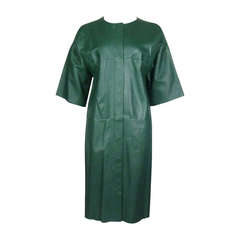Hermes Green Lambskin Coat Dress
