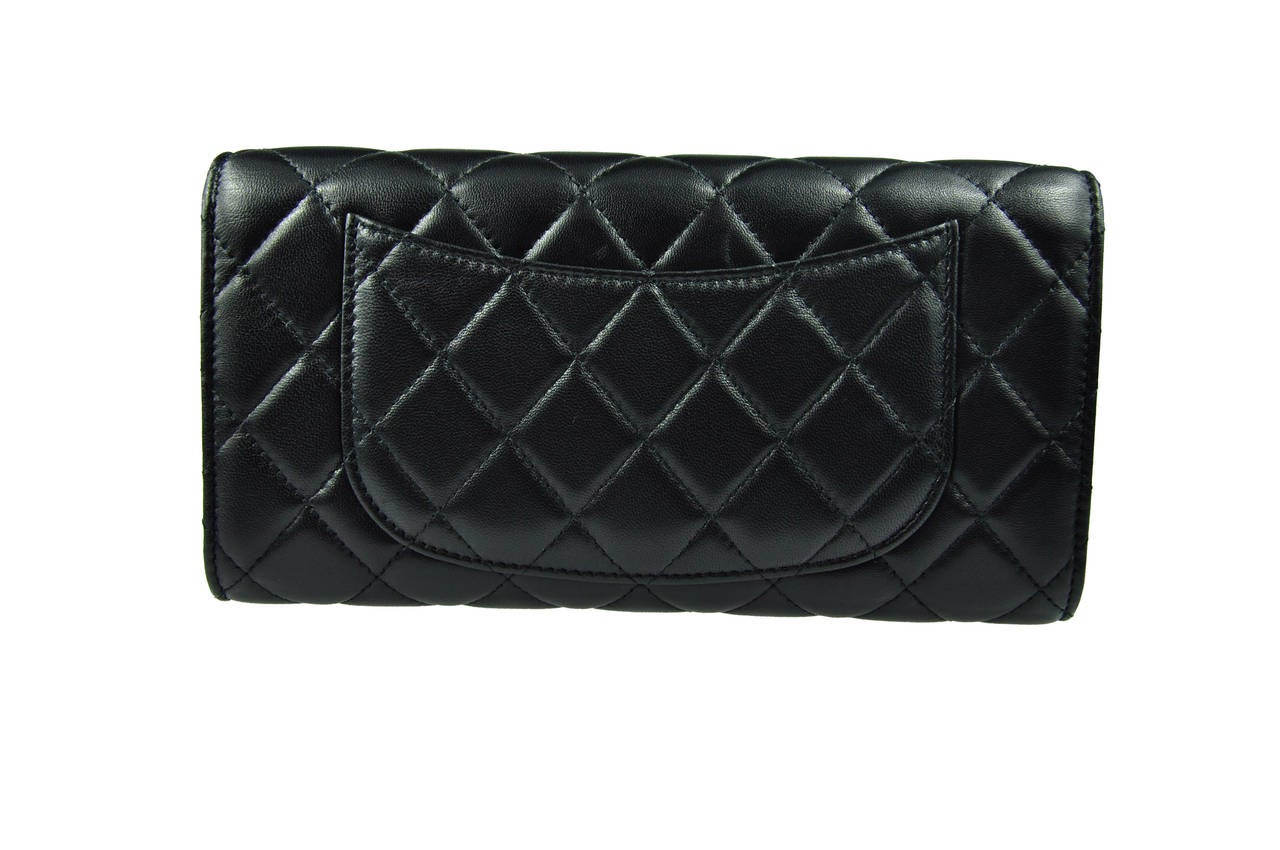 Chanel Black Clutch Bag with Passport Holder/Billfold/Card Slots New 1