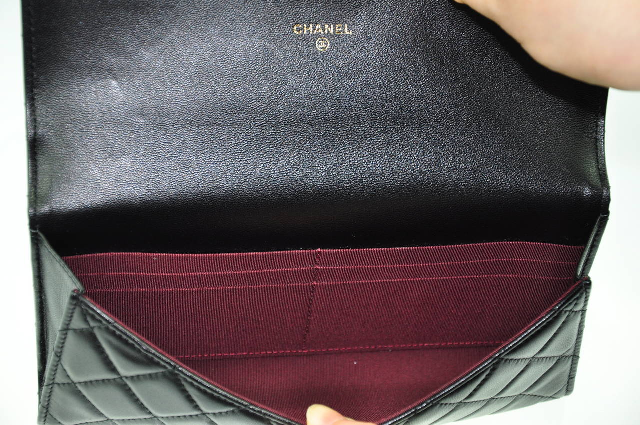 Chanel Black Clutch Bag with Passport Holder/Billfold/Card Slots New 3