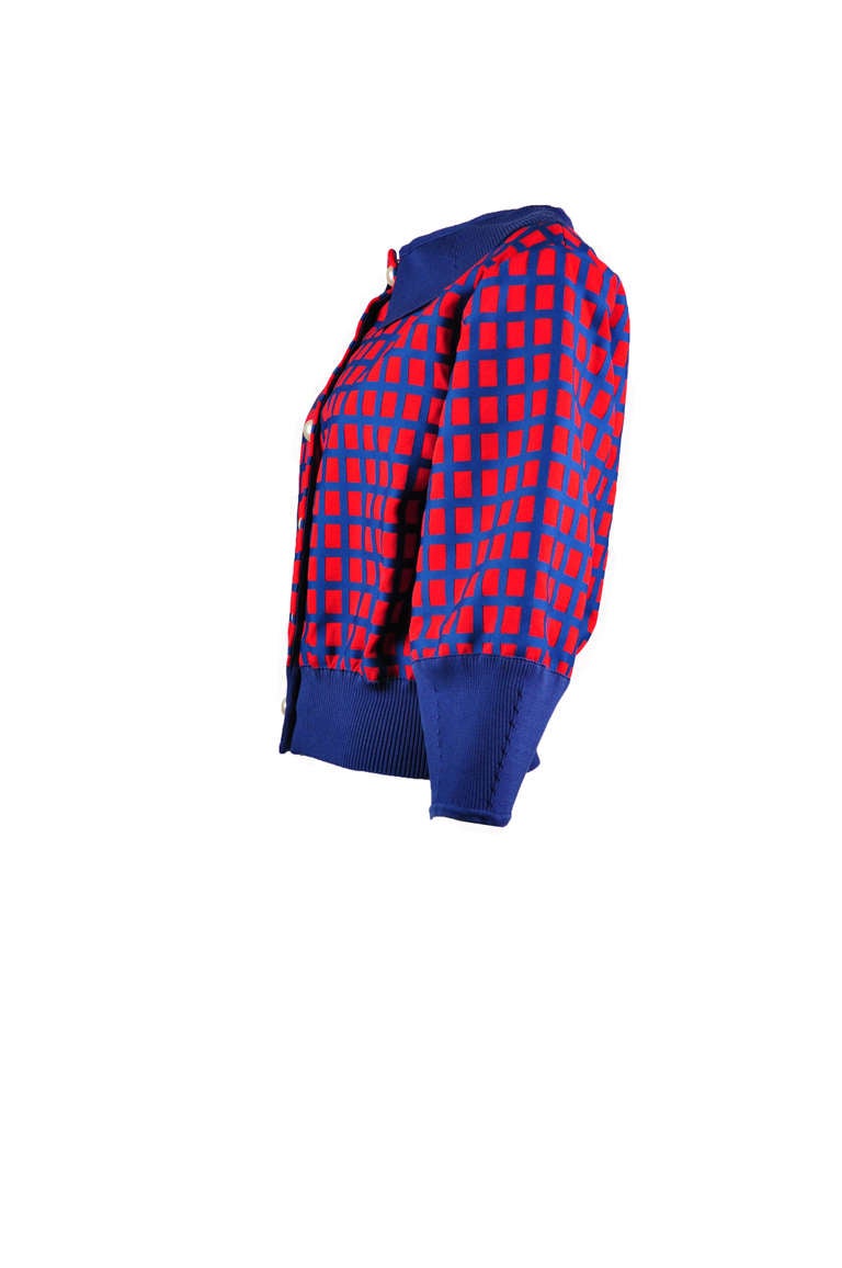Chanel SS13 Runway Red & Blue Knit Cardigan Jacket