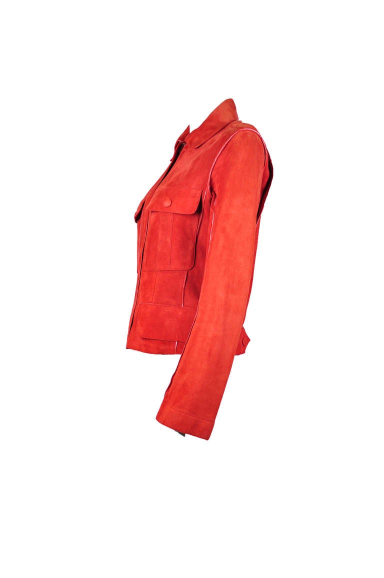 Hermes Burnt Orange Suede Leather Jacket