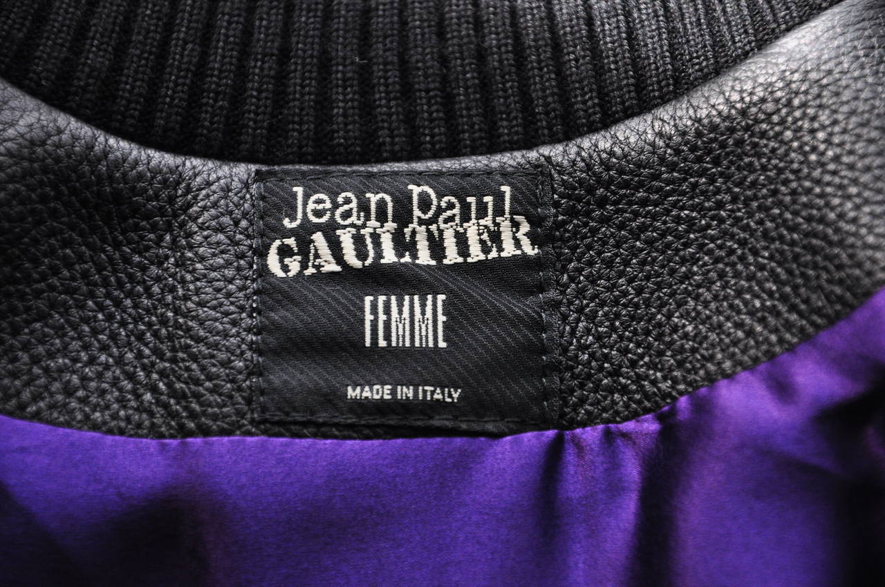 Jean Paul Gaultier Black Deer Leather Bomber Jacket For Sale 1