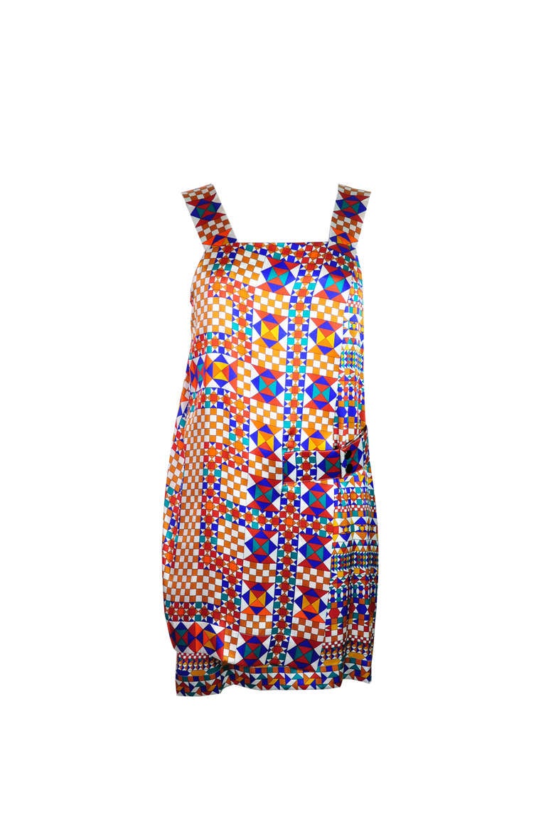 Hermes Psychedelic Print Satin Silk Dress In Excellent Condition In Hong Kong, Hong Kong