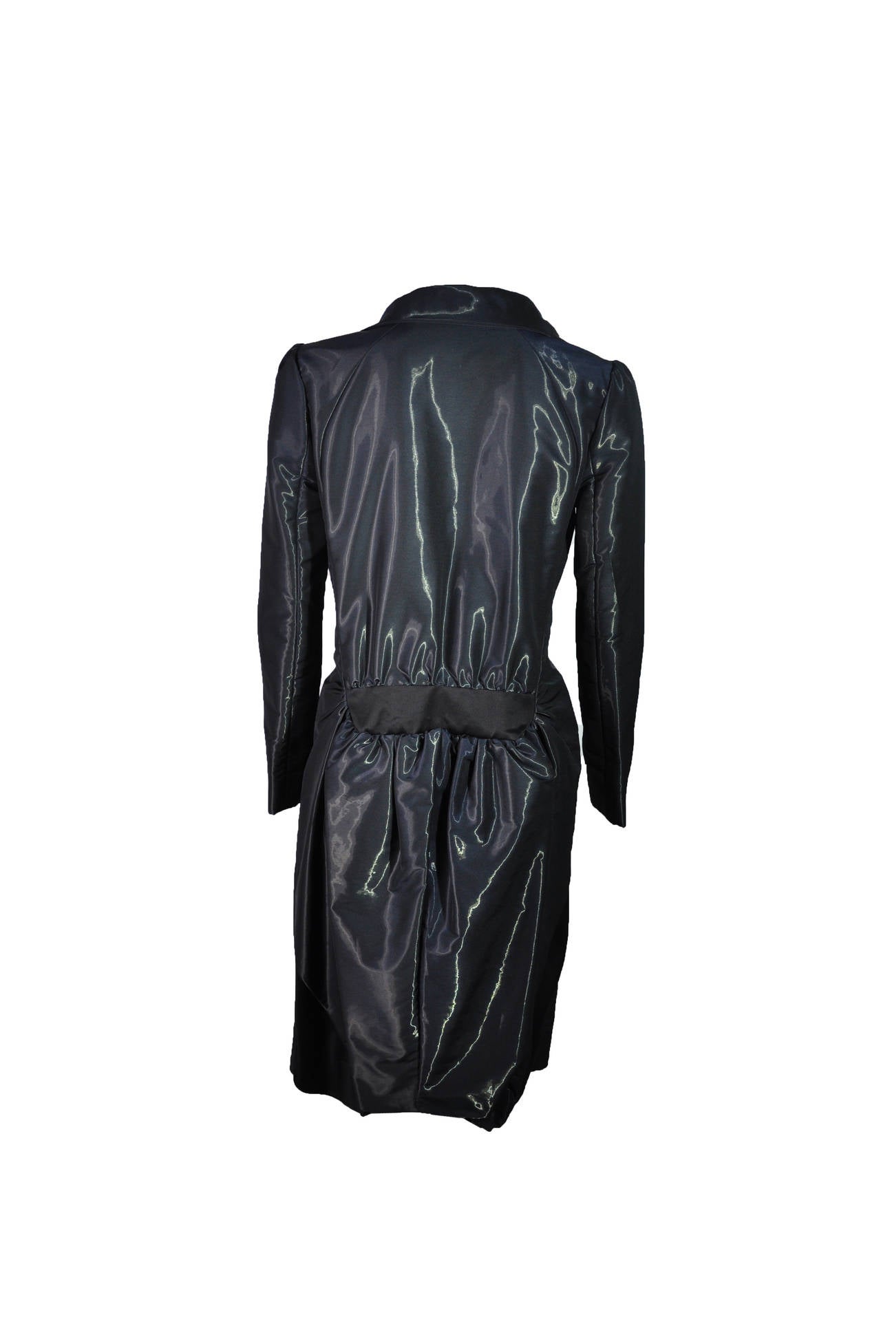 Balenciaga by Nicolas Ghesquiere Glossy Double Breasted Black Cocktail Coat