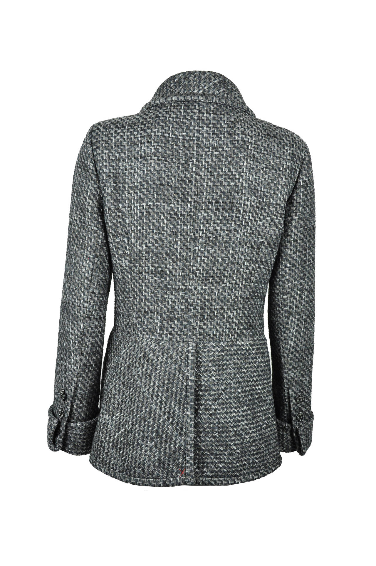 Chanel 2015 S/S Collection Grey/Blue Fantasy Tweed Jacket FR38 For Sale ...