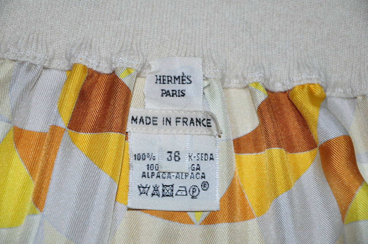 Hermes 2011 Fall-winter Runway Scarf Print Alpaca Knit Top & Skirt Suit 3