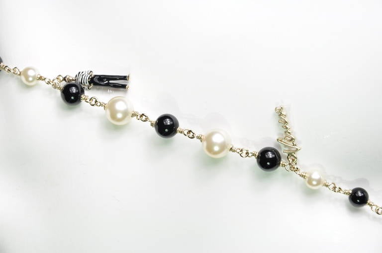Chanel 10C Paris-Venice B/W Pearls with Multi-Charms Necklace In Excellent Condition In Hong Kong, Hong Kong