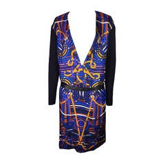 Hermes Wraparound Scarf Print & Cashmere-Silk Knit Dress