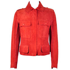 Hermes Burnt Orange Suede Leather Jacket