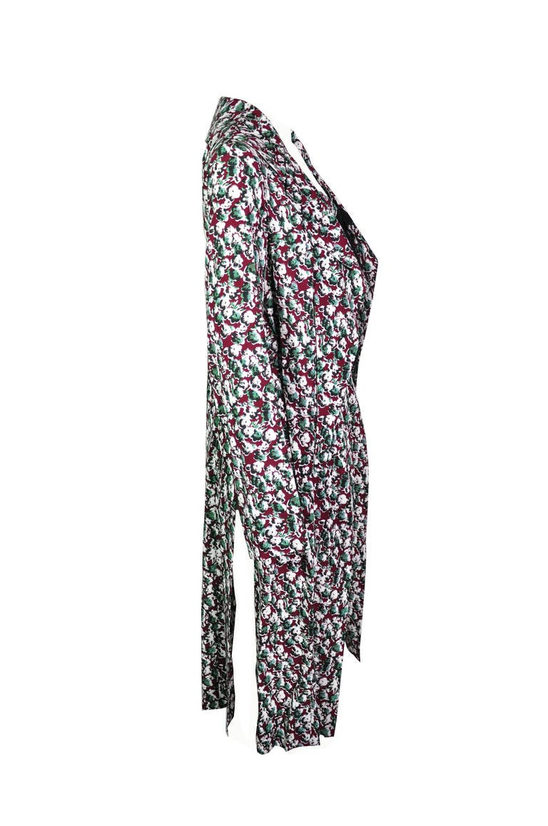 Black Marni Multi-color Floral Print Silk Summer Duster Coat