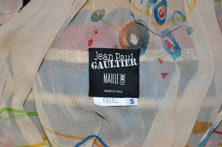 Women's Jean Paul Gaultier Multi-color Knit and Silk Pleasant Dress For Sale