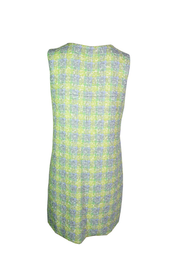 Green Chanel 2014 Collection Multi-color Two Lengths Tweed Long Vest FR36