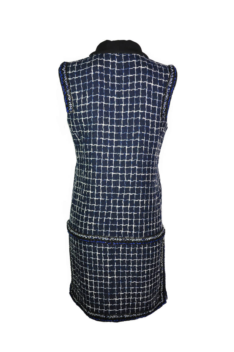 Chanel 2014 SS Cotton Tweed Sleeveless Dress FR40 In Excellent Condition In Hong Kong, Hong Kong