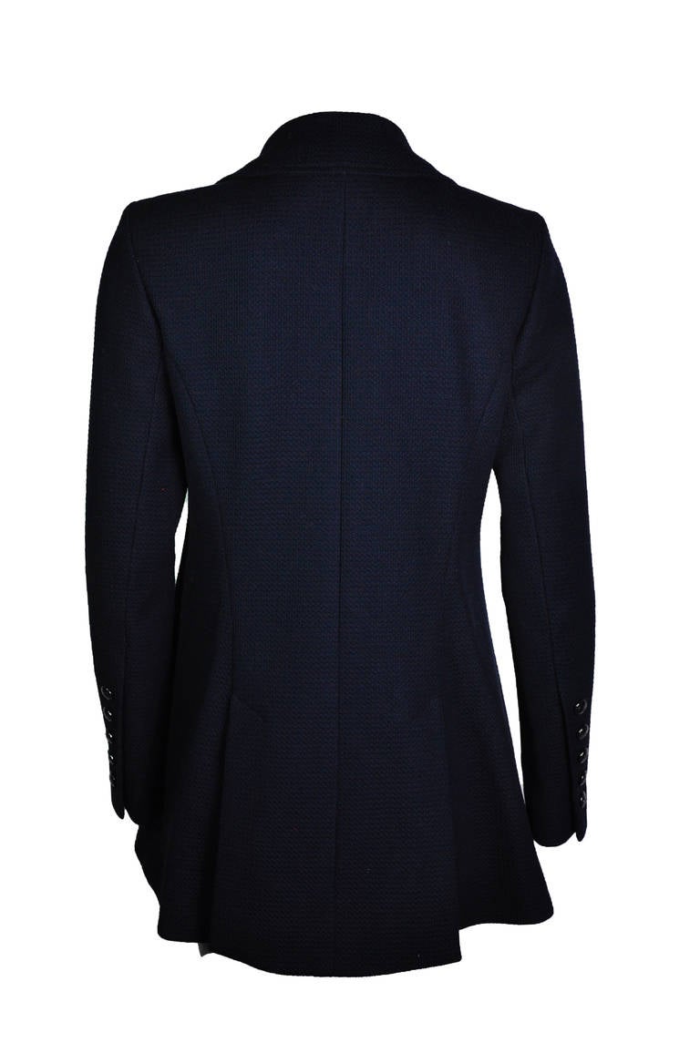 Black Chanel 2014 Cruise Collection Navy Texture Cotton Jacket FR38