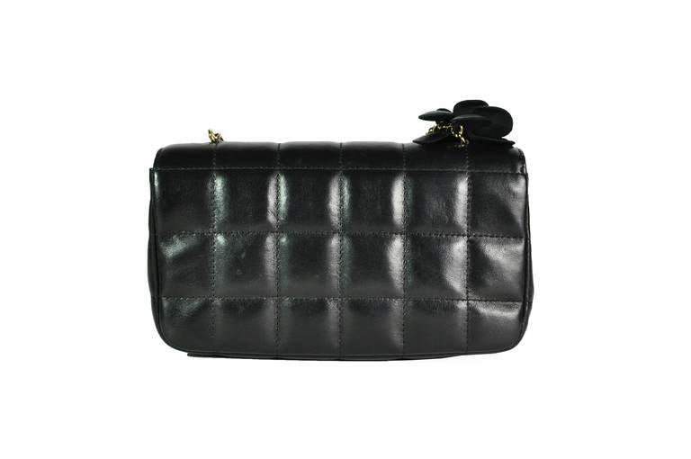 Chanel Black Camellia Mini Cross Body Leather Flap Bag 2