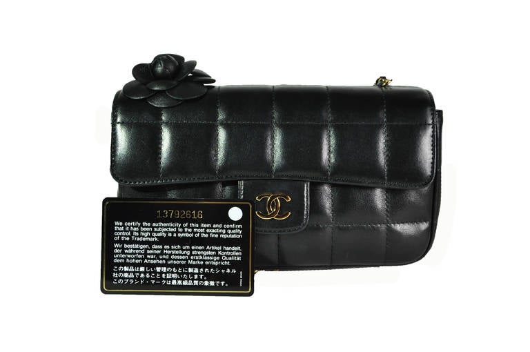 Chanel Black Camellia Mini Cross Body Leather Flap Bag 1