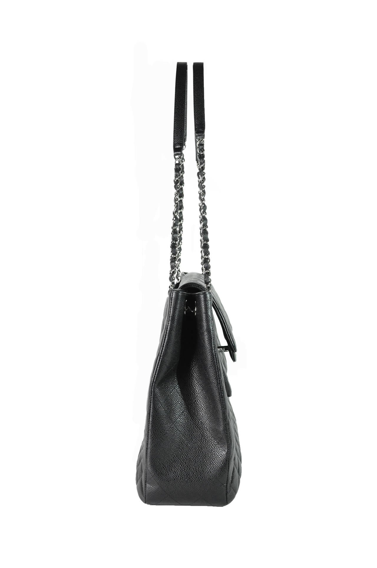 Chanel 2014A Black Caviar XL Shoulder Tote Bag at 1stDibs