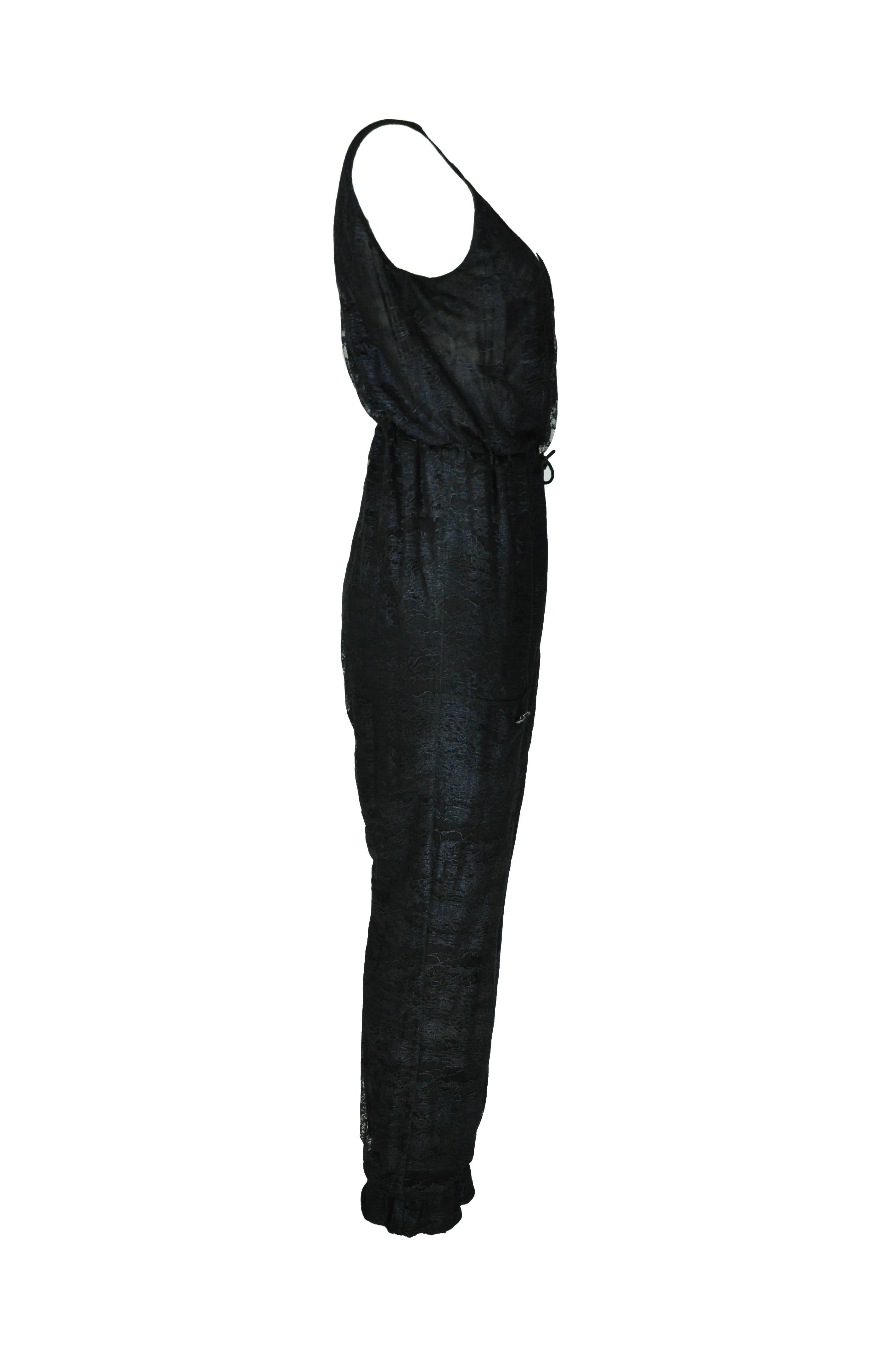 Women's Chanel 2012 Collection Black Lace Jumpsuit FR36