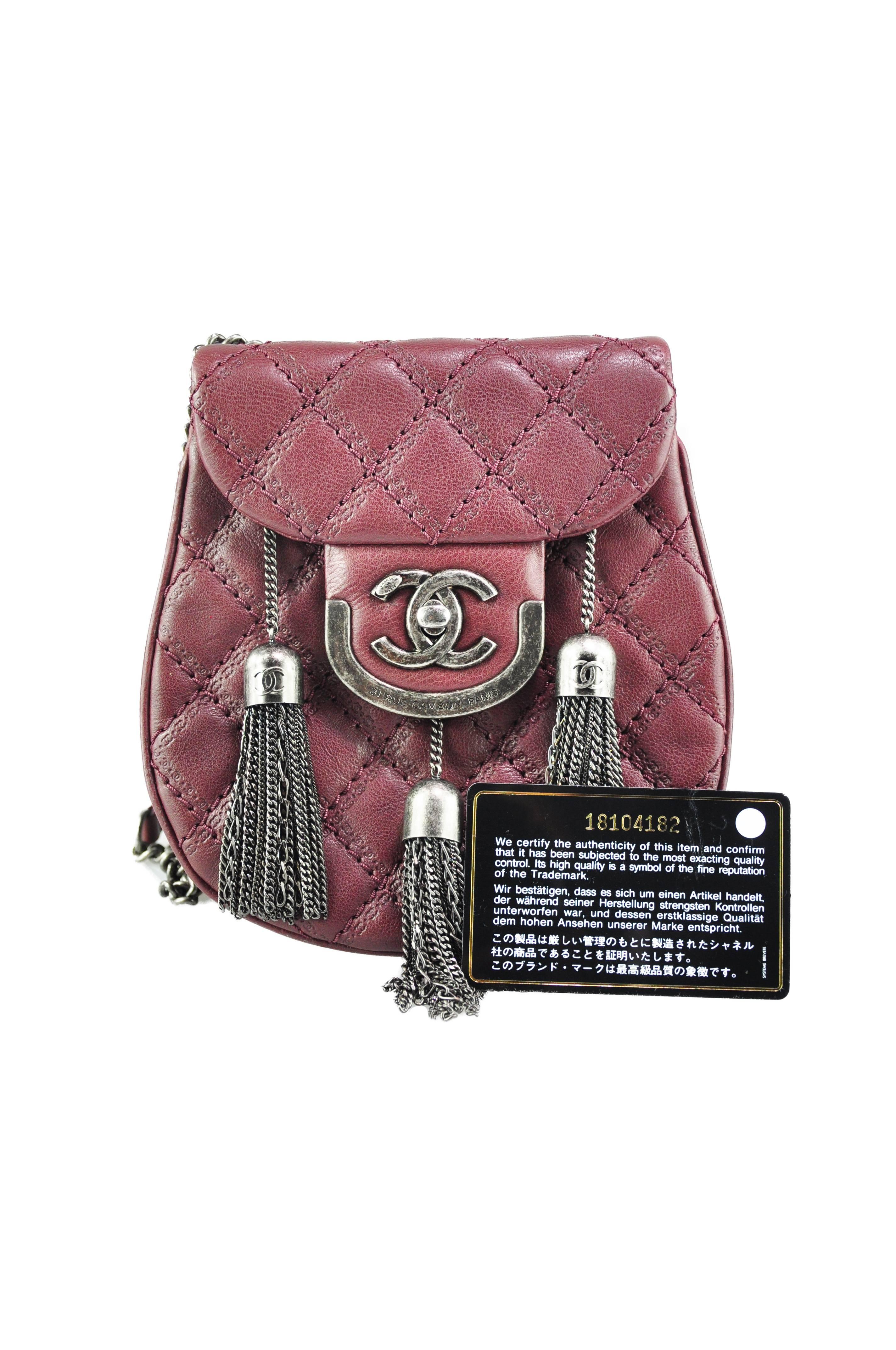 Chanel 2013 Paris-Edinburgh Burgunderfarbene Coco Sporran Umhängetasche 2