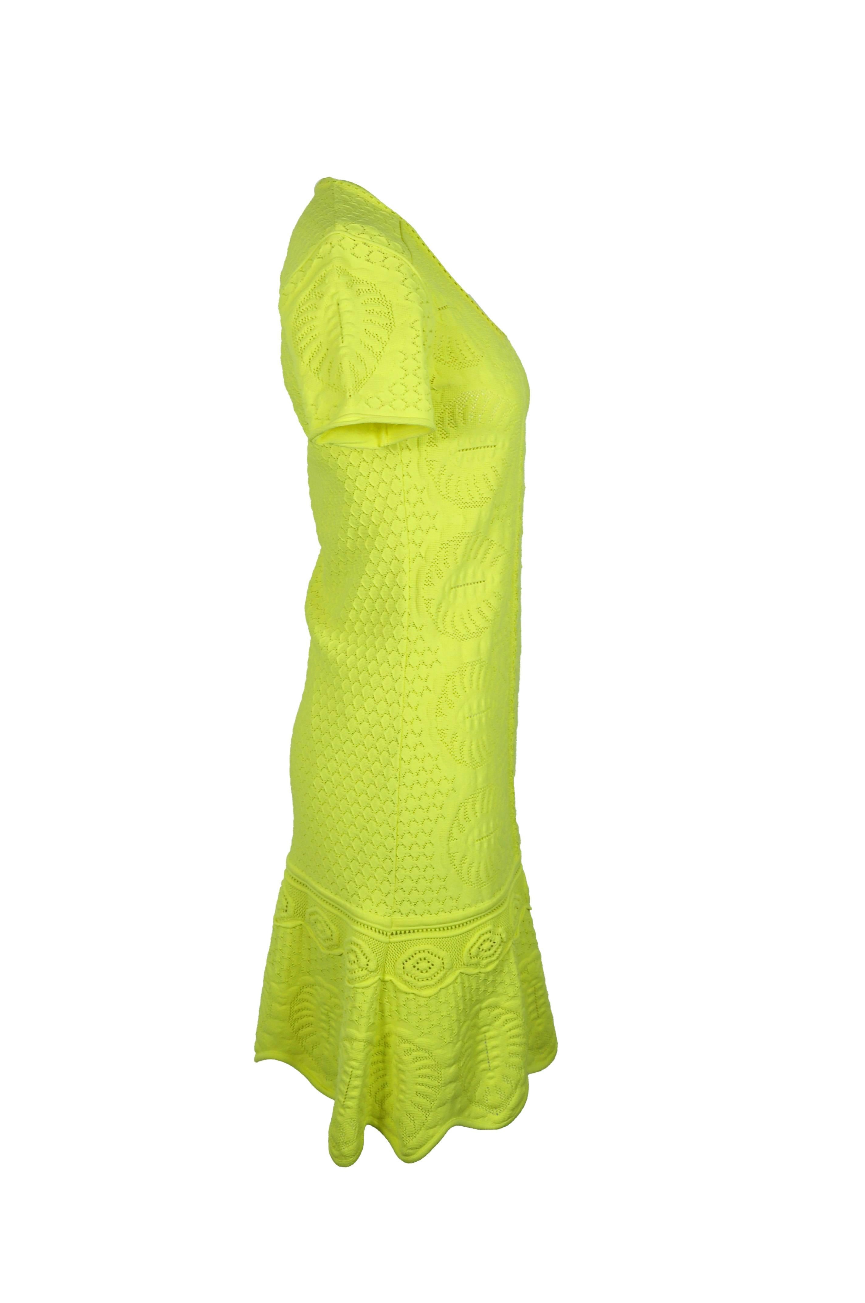 Women's Roberto Cavalli Yellow Slip-on Flared Knit Dress