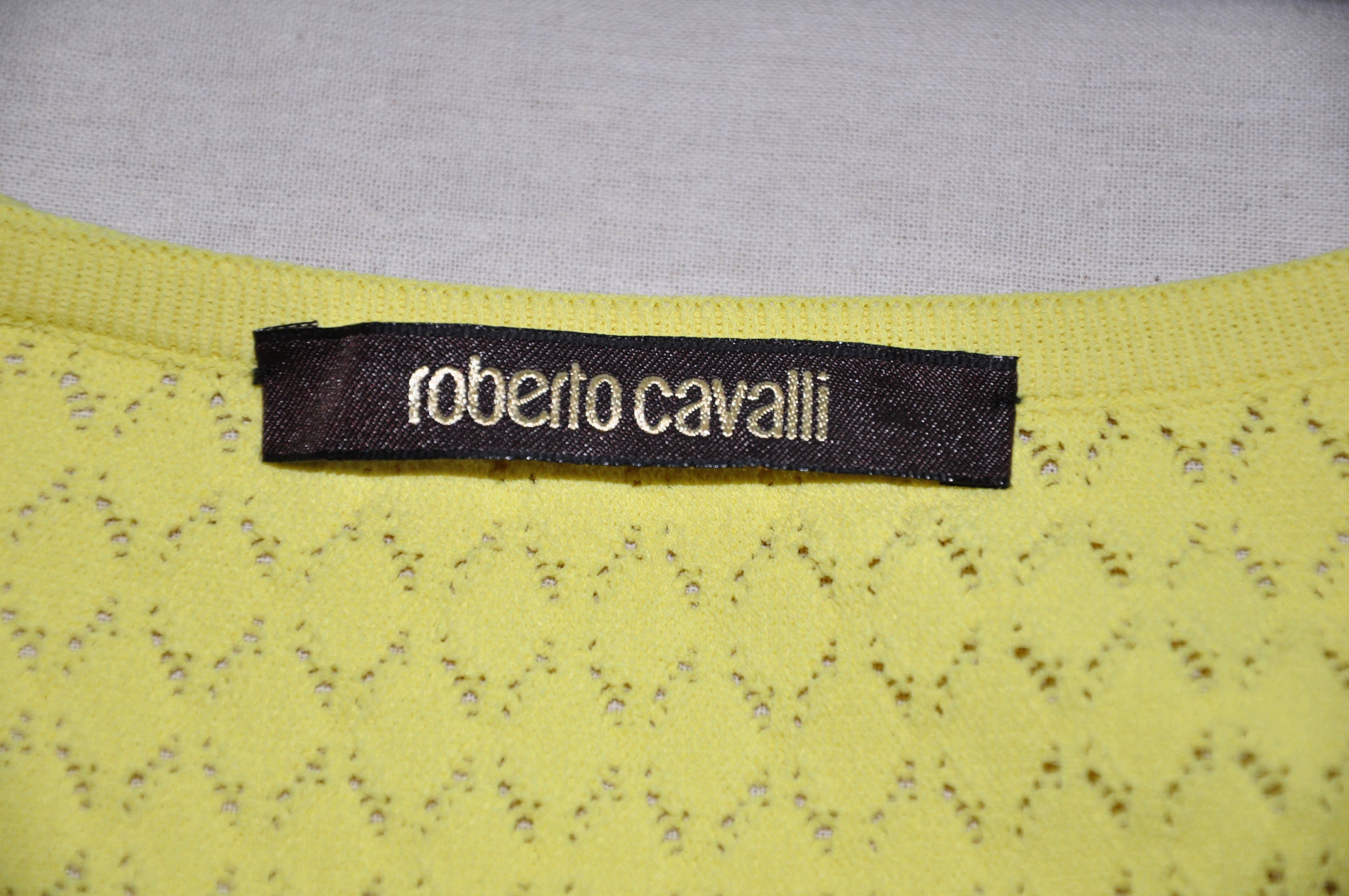 Roberto Cavalli Yellow Slip-on Flared Knit Dress 1