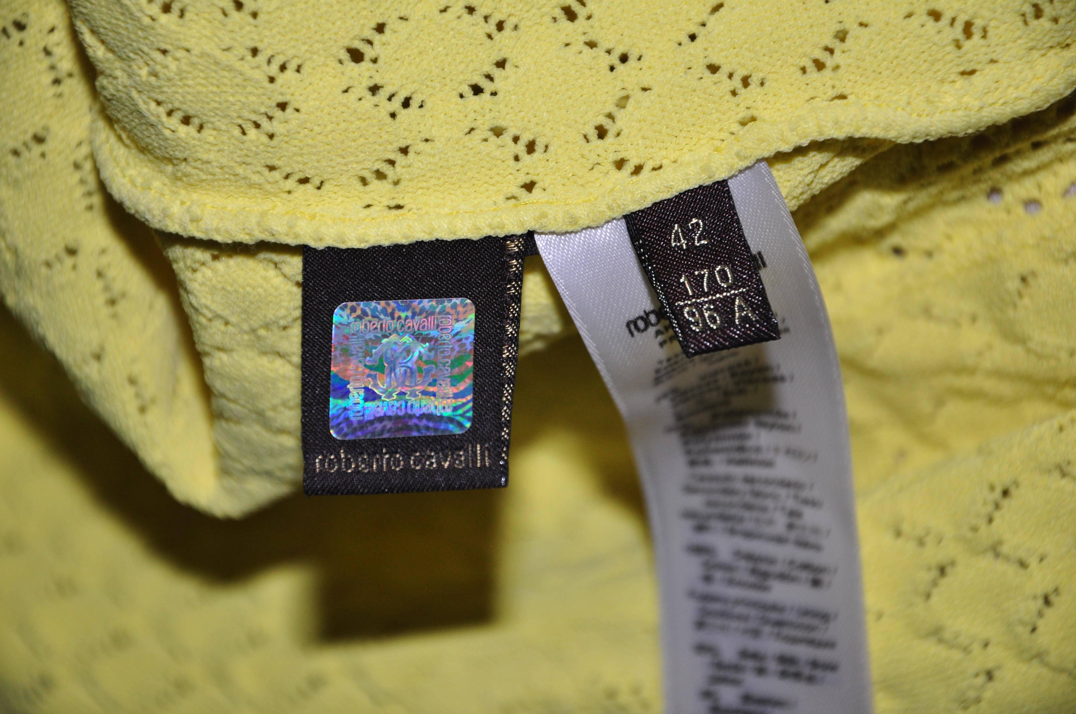 Roberto Cavalli Yellow Slip-on Flared Knit Dress 2