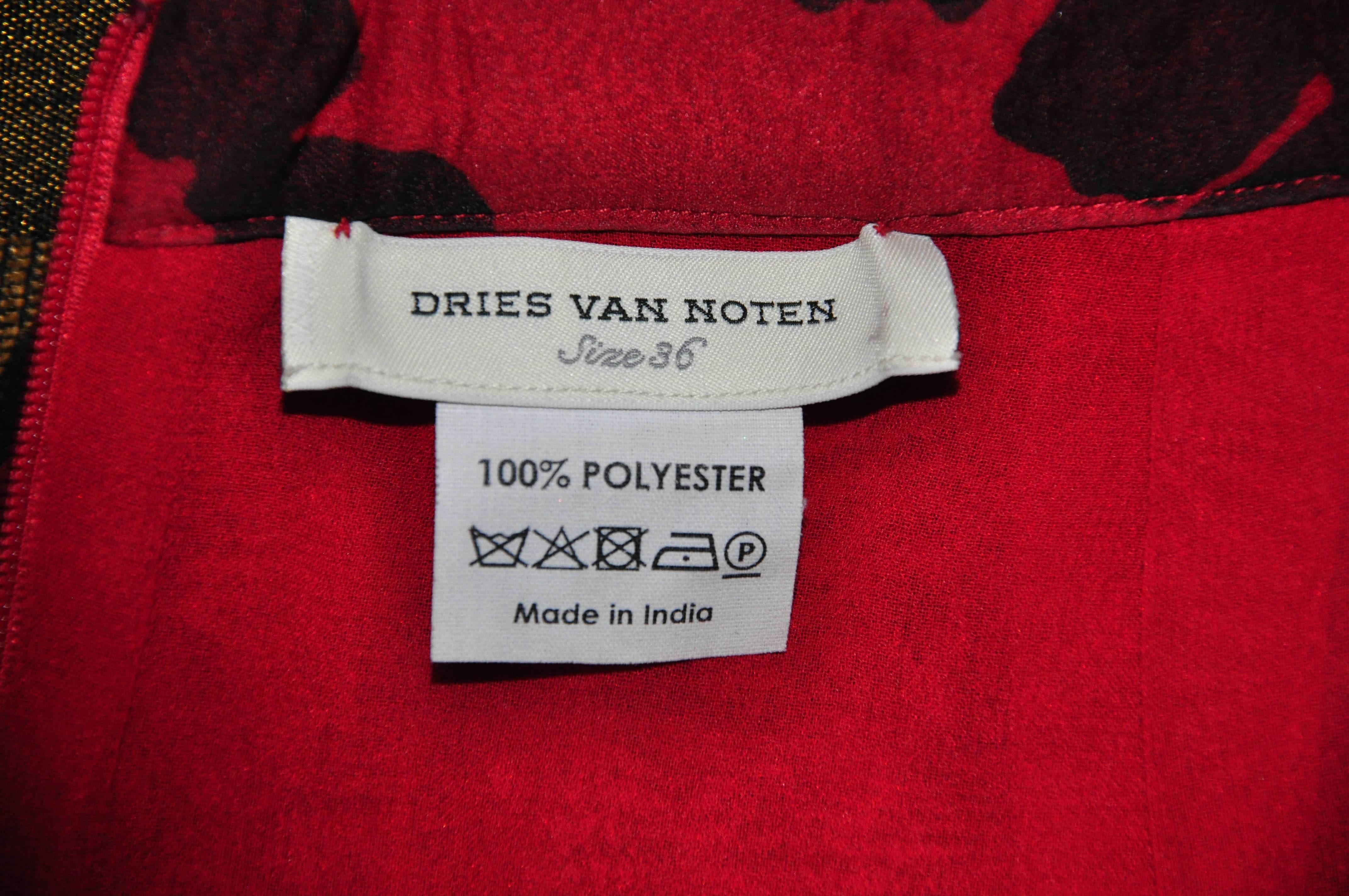 Dries Van  Noten Black & Red Printed Maxi Tiered Skirt 1