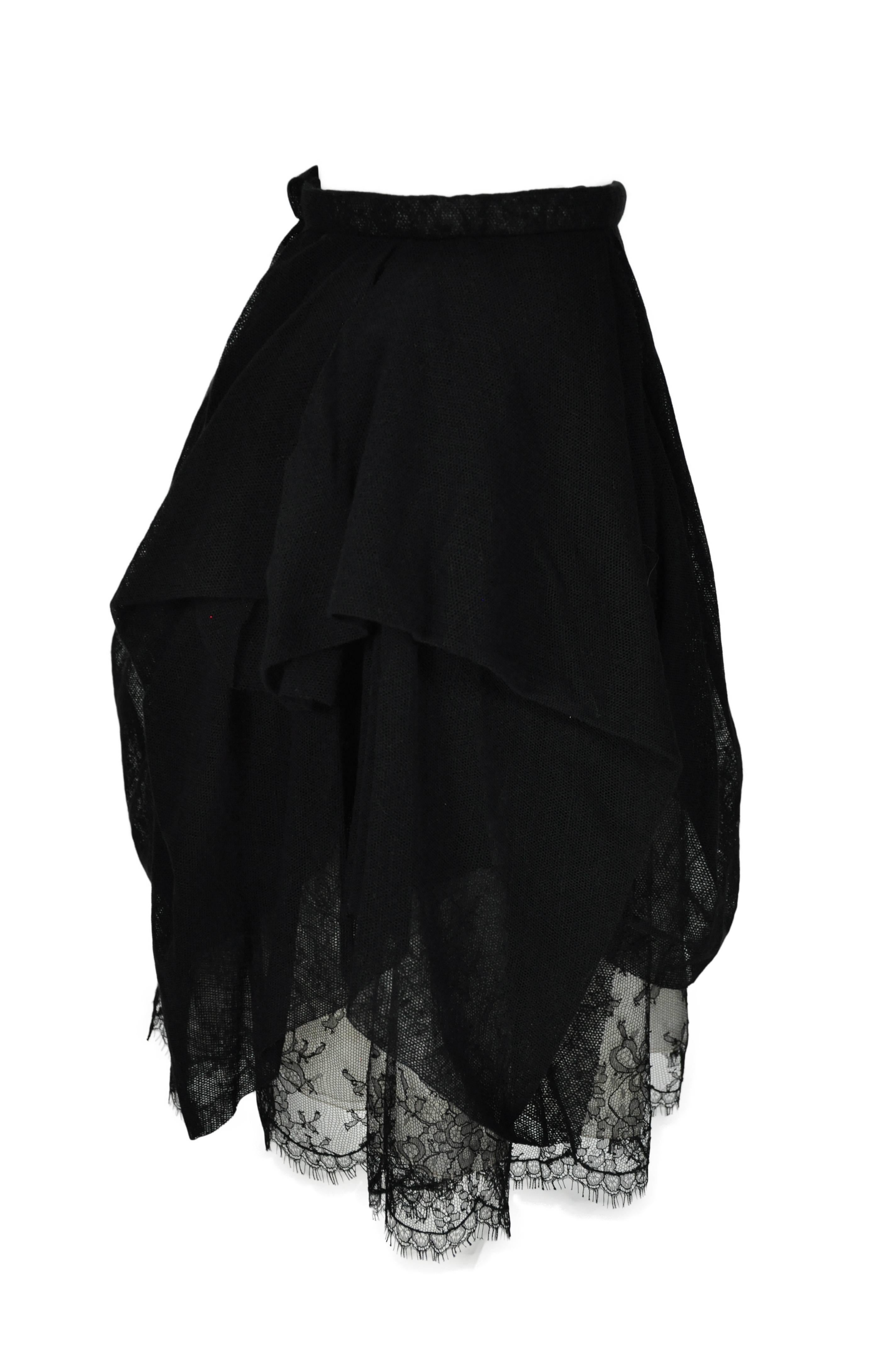 Chanel 2010 Black Tulle and Lace Asymmetric skirt FR34 In Good Condition In Hong Kong, Hong Kong