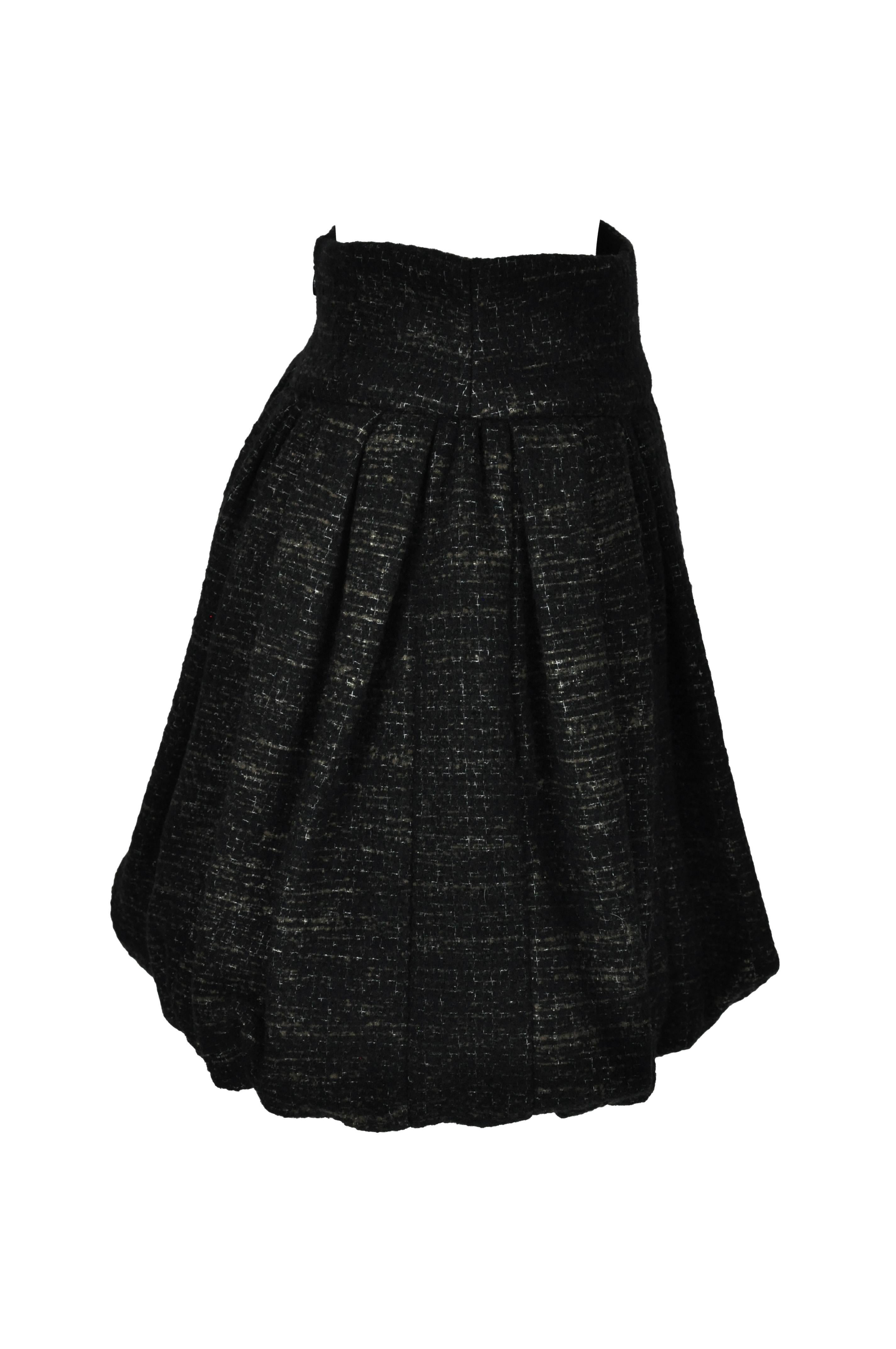 Chanel 2011 Wool Tweed Pleated & Puffy Skirt FR36 In Excellent Condition In Hong Kong, Hong Kong
