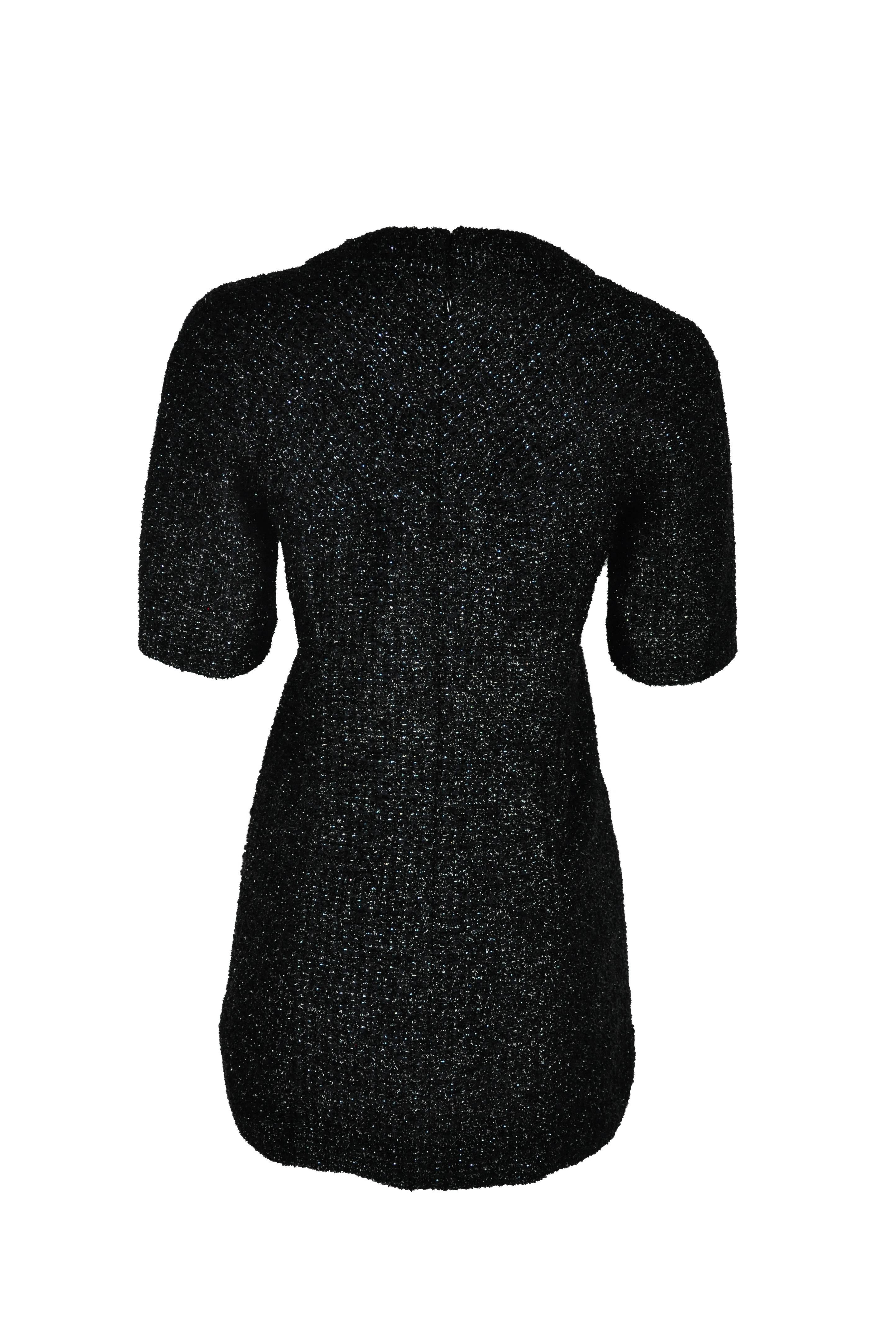 Chanel 2011 Round Neck Black Metallic Tweed Tunic FR36 In Excellent Condition In Hong Kong, Hong Kong