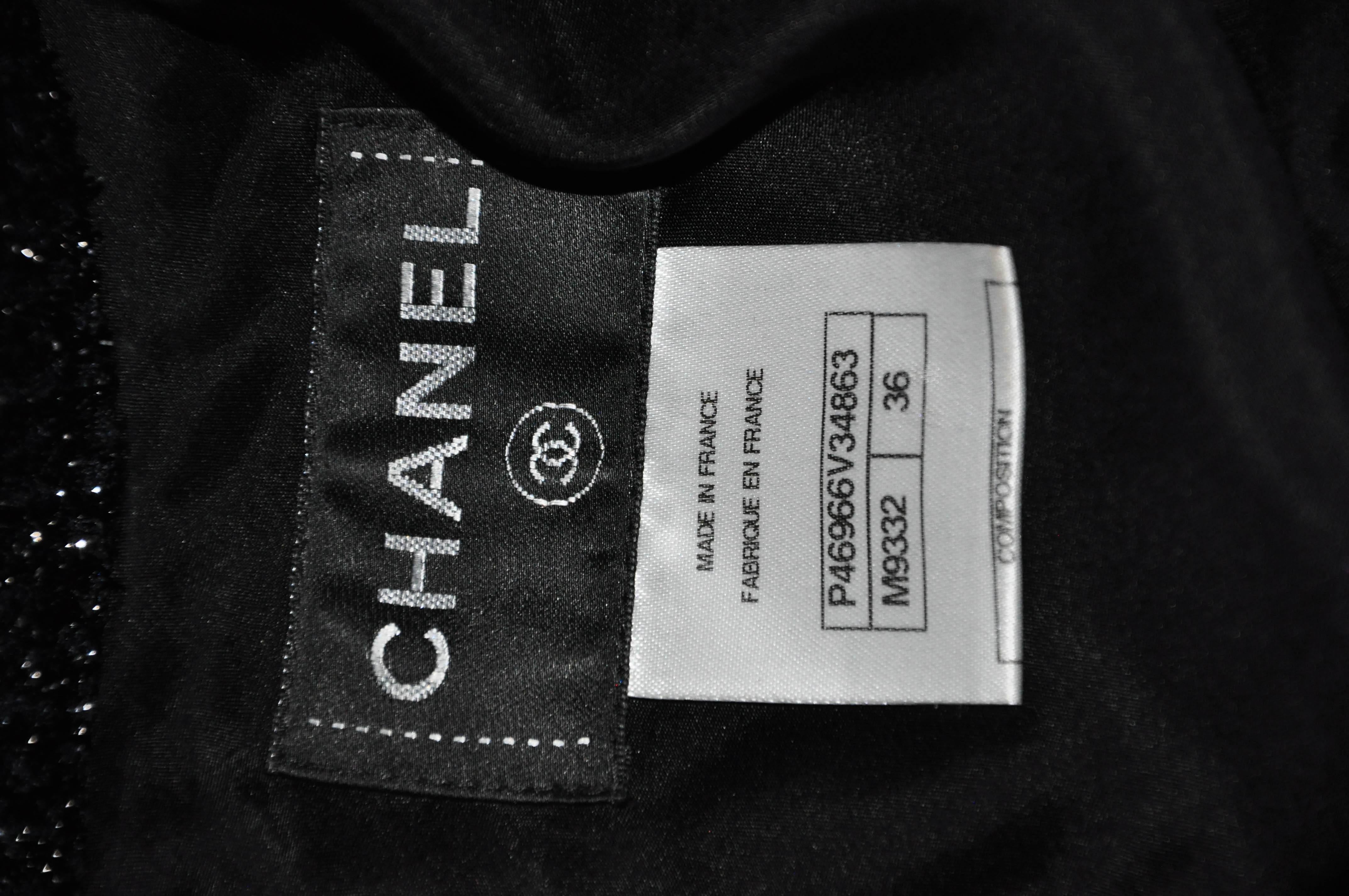 Women's Chanel 2011 Round Neck Black Metallic Tweed Tunic FR36