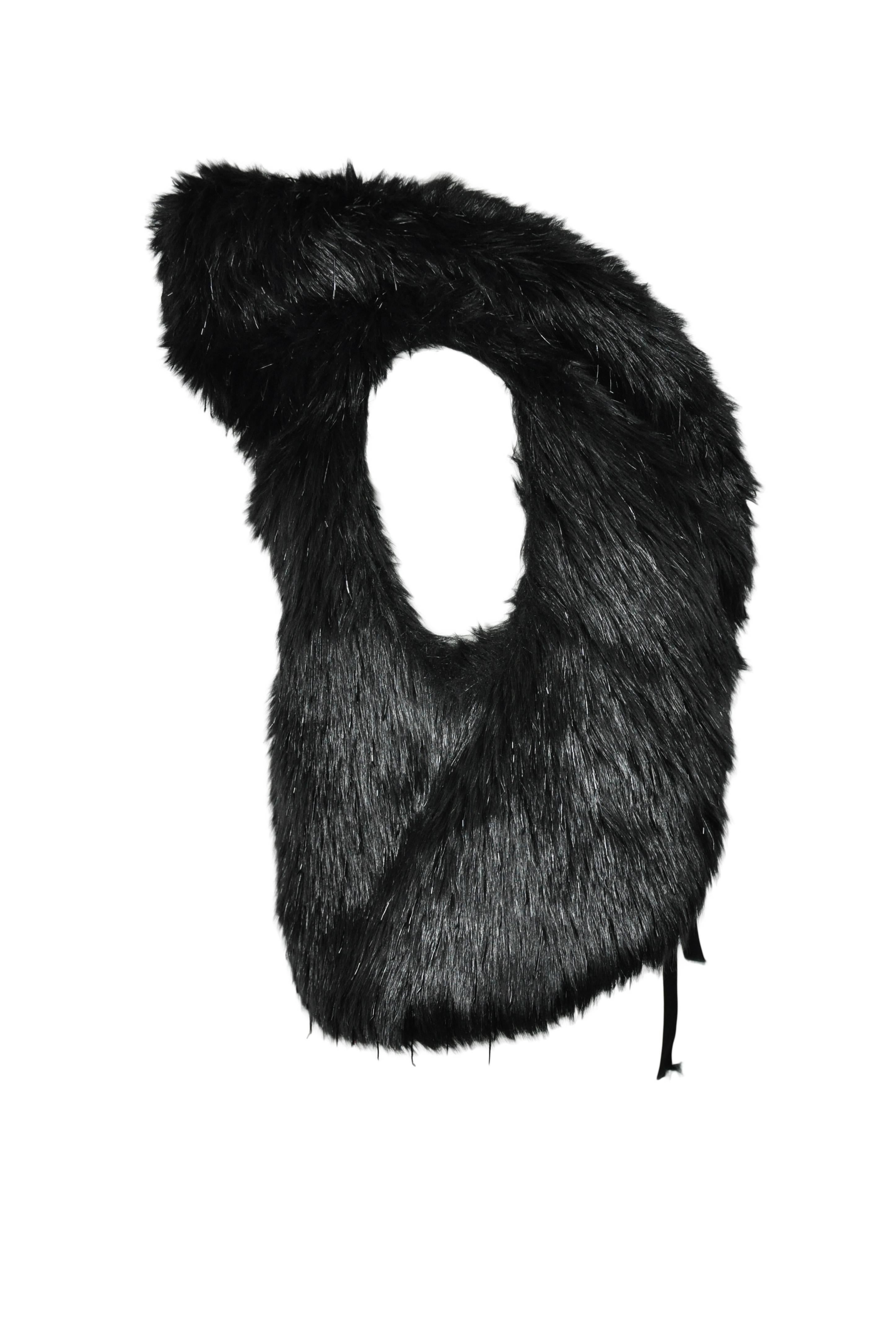 Women's Chanel 2010 Collection Black Fantasy Fur Vest FR36